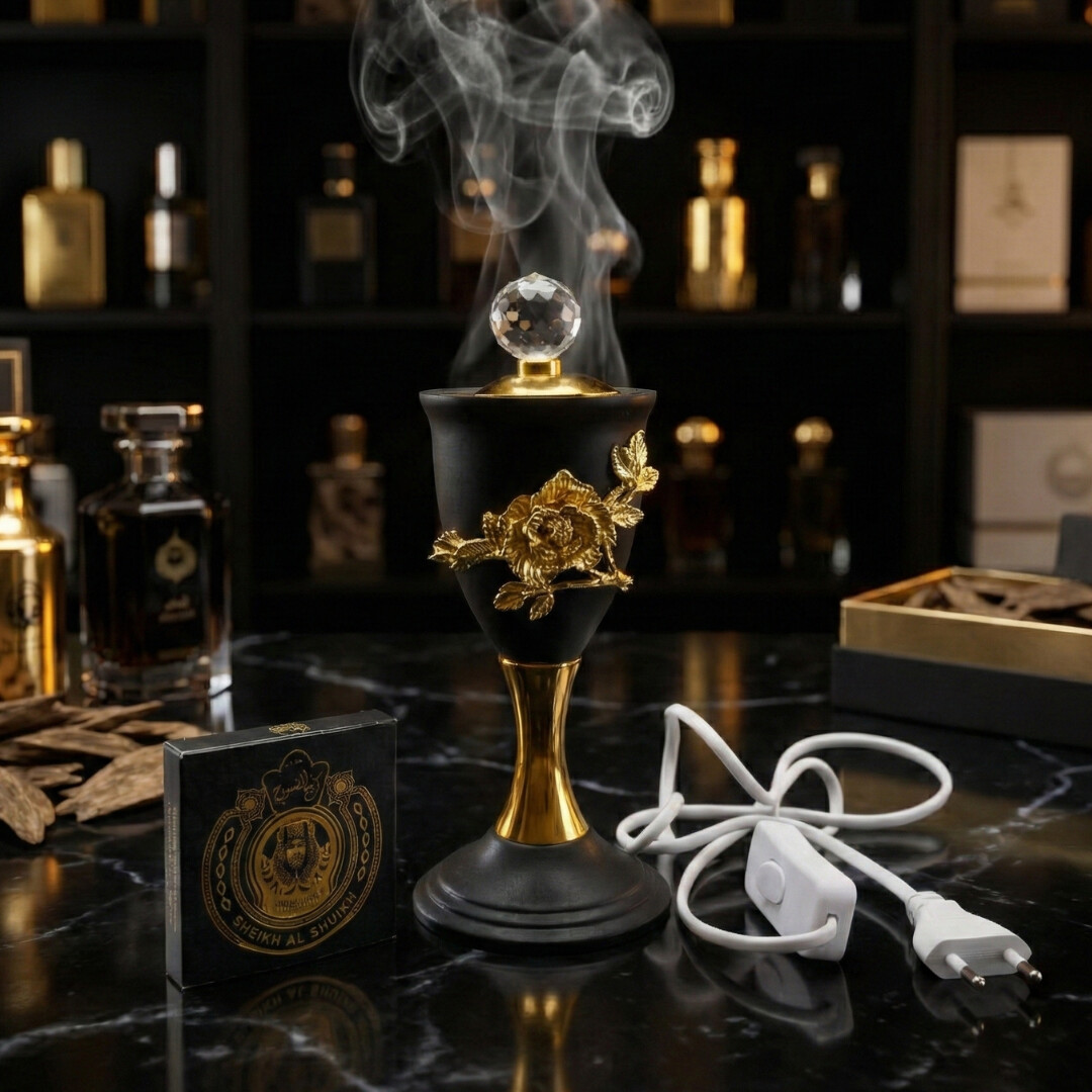 Vintage Floral Motif Electric Bakhoor Burner set