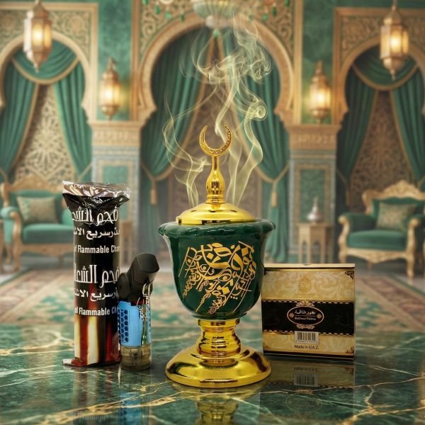 Noor-e-Andalus Crescent Bakhoor Burner Combo