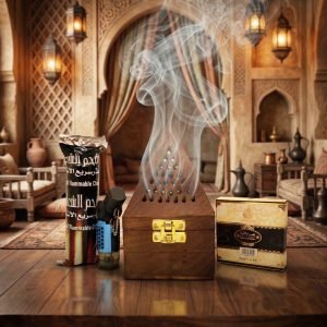 Wooden Pyramid Bakhoor Burner Box Combo