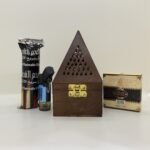 Wooden Pyramid Bakhoor Burner Box Combo